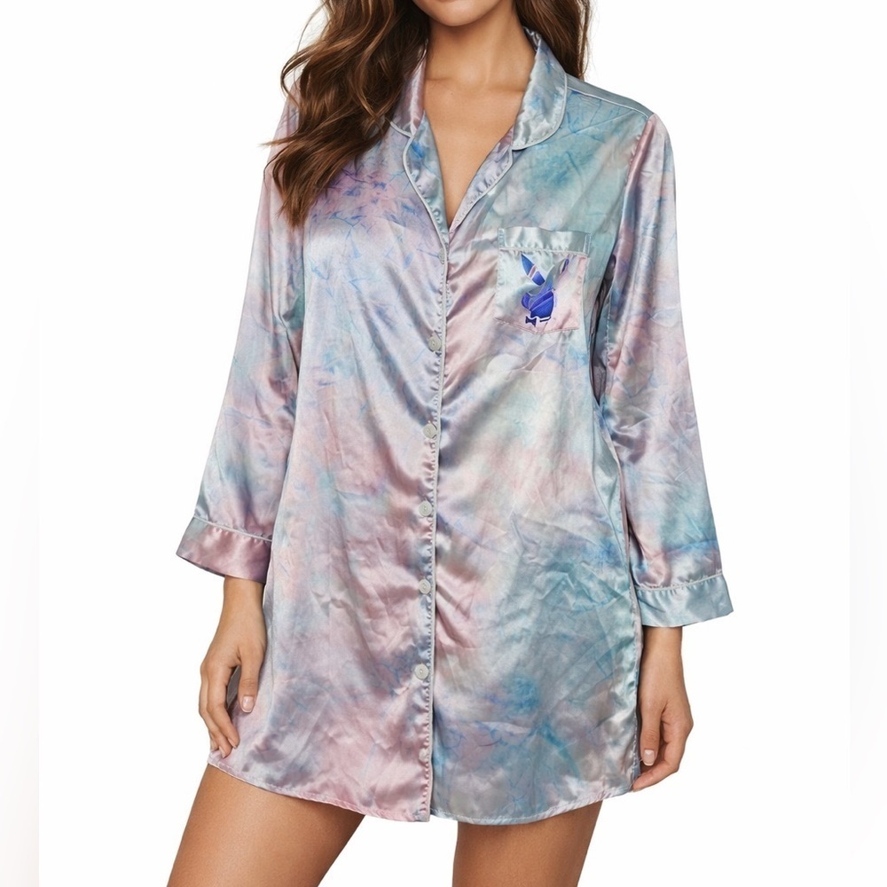 SWOMOG Playboy Bunny Satin T-Shirt Nightgown
